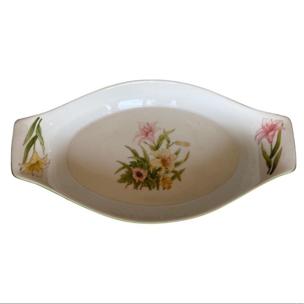 Shafford Serving Tray Jade Lily Fine Porcelain Floral Lilies 12.5X7 Cottagecore